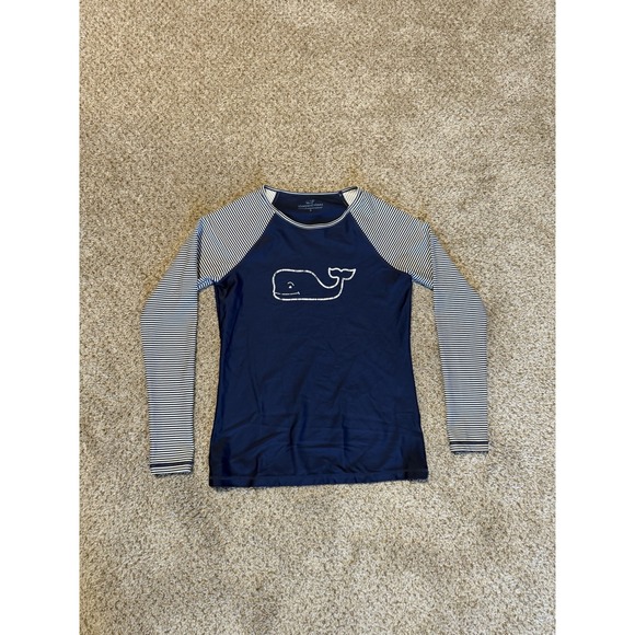 Vineyard Vines Other - Vineyard Vines Rash Guard Swim Shirt Womens Small Blue White Whale Striped
